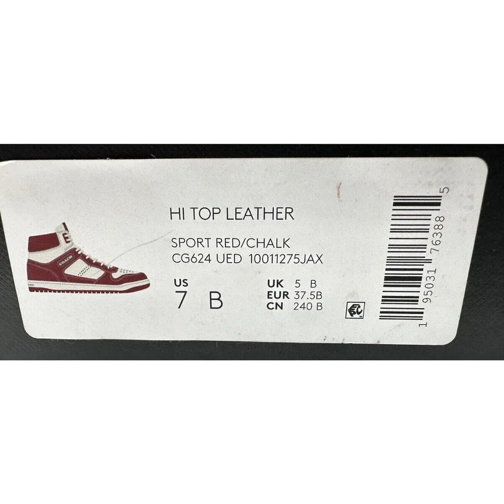 Coach Women's High Top Sport Red /Chalk‎ Sneakers / Size 7B / CG624 / Pre-owned